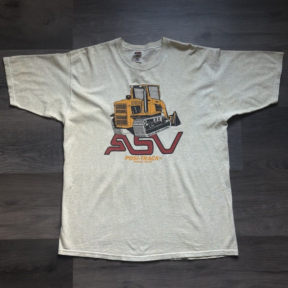 Vintage ASV Posi-Track Crawler Tracker T-shirt Mens XL Construction Machinery